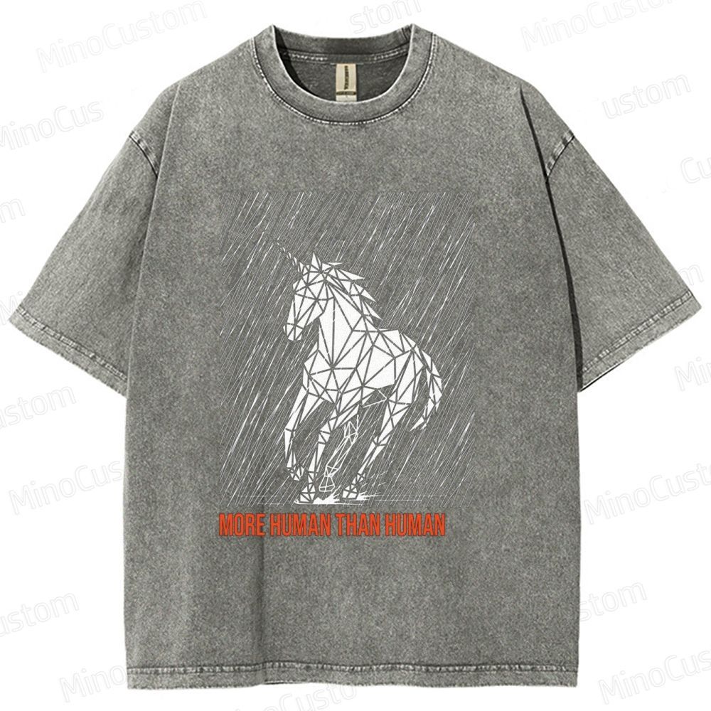 Blade Runner "More Human Than Human" Unicorn Graphic Washed T - Shirt