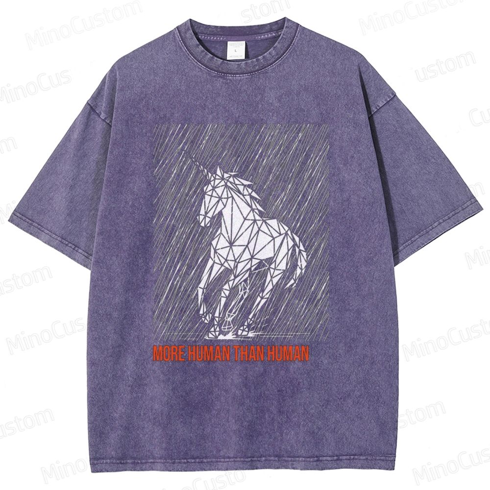 Blade Runner "More Human Than Human" Unicorn Graphic Washed T - Shirt