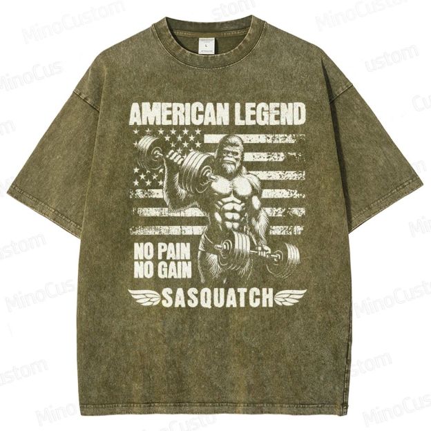 Bigfoot Bodybuilding Washed T-Shirt 