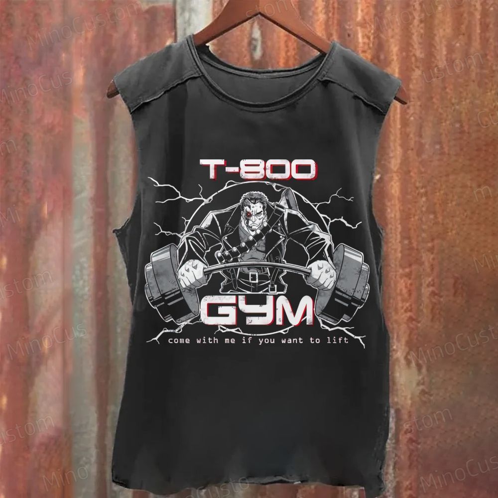 "Terminator T-800" Inspired Gym Washed Tank Top