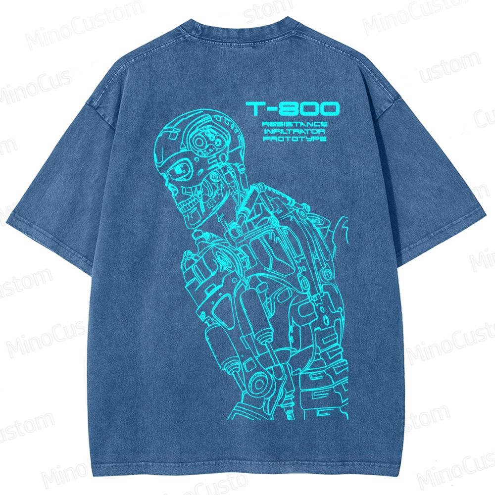 "Terminator" Themed Washed T - Shirt 