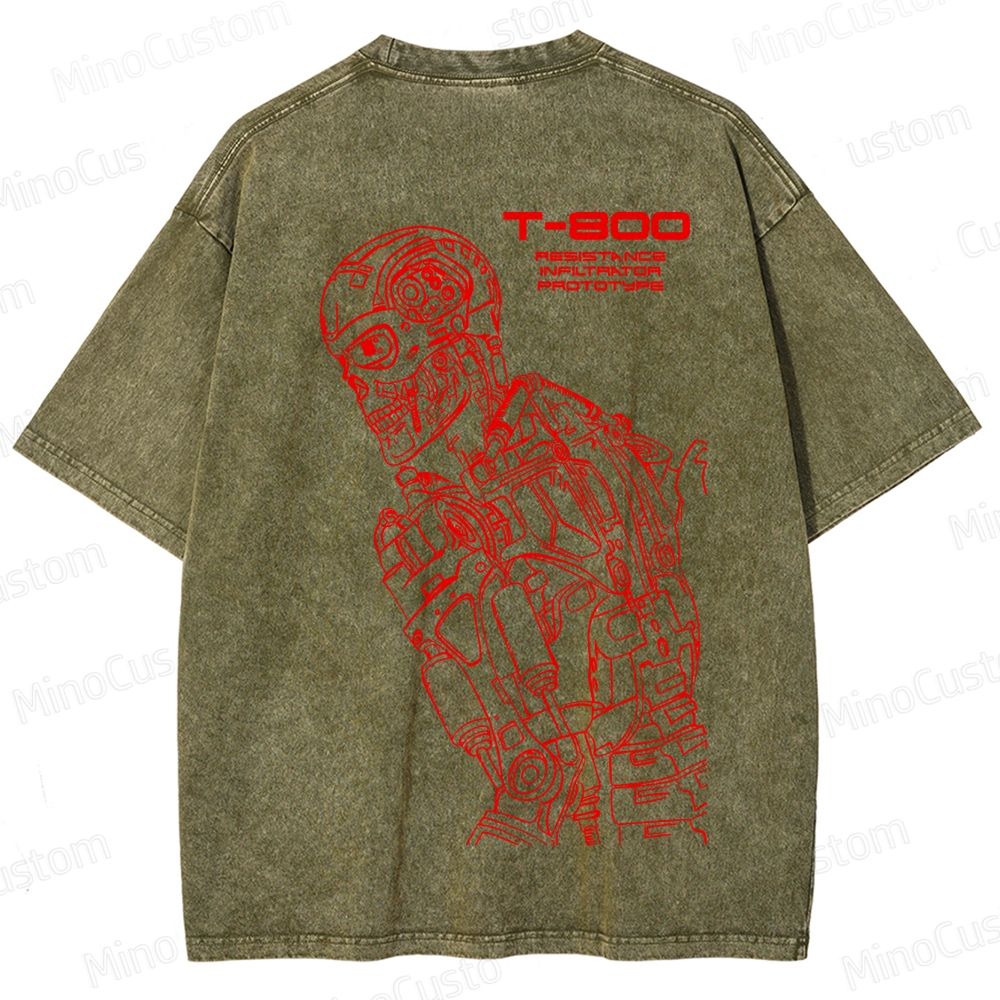 "Terminator" Themed Washed T - Shirt 