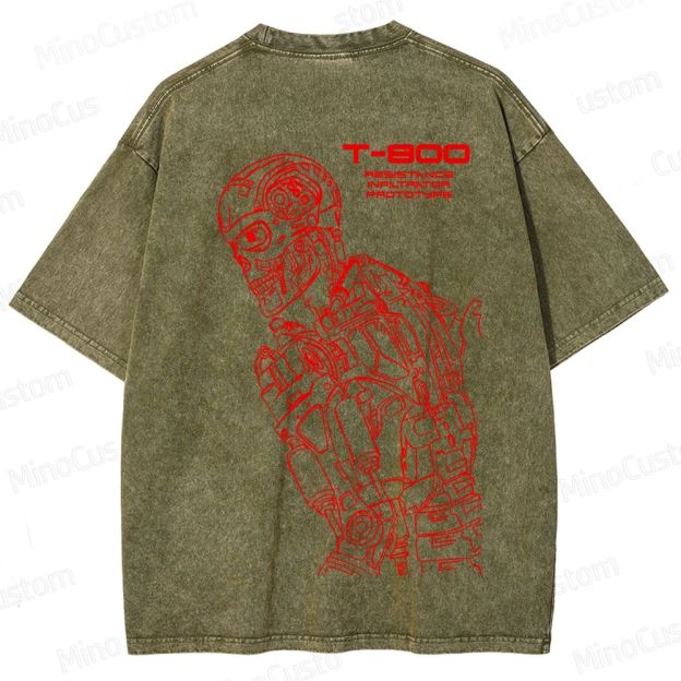 "Terminator" Themed Washed T - Shirt 