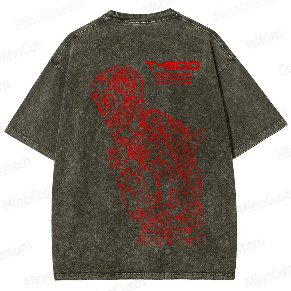 "Terminator" Themed Washed T - Shirt 