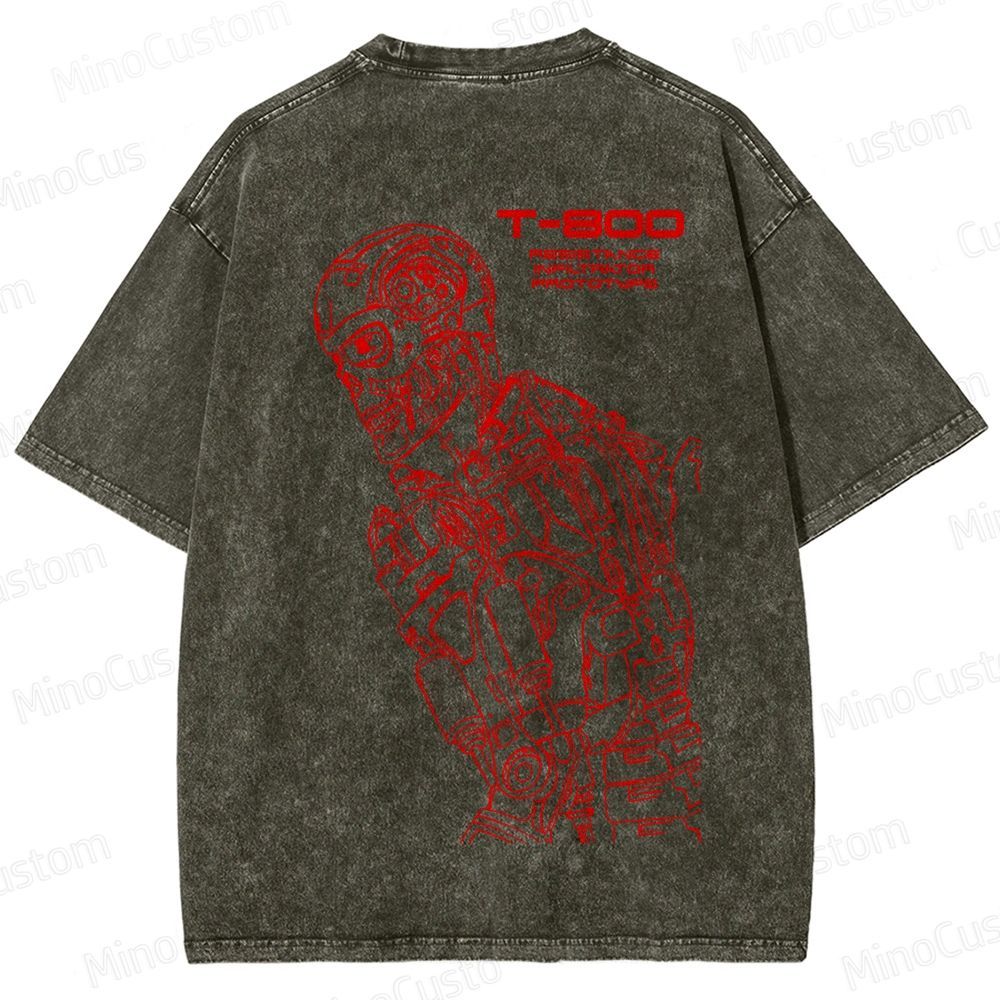 "Terminator" Themed Washed T - Shirt 