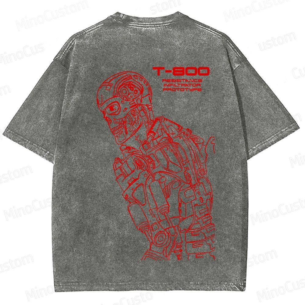 "Terminator" Themed Washed T - Shirt 