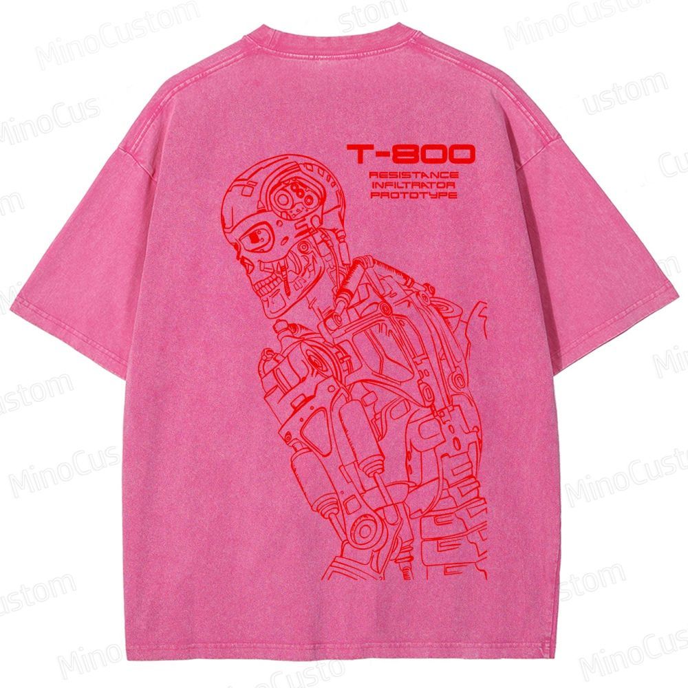 "Terminator" Themed Washed T - Shirt 