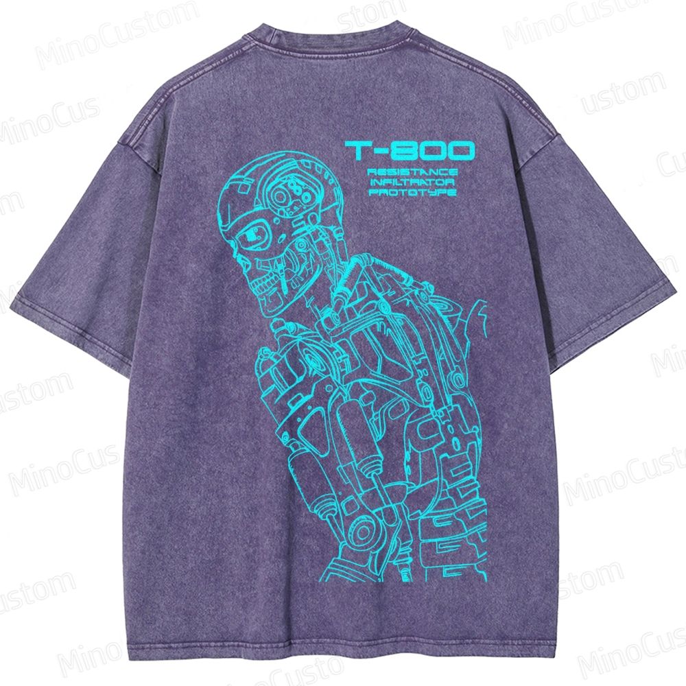 "Terminator" Themed Washed T - Shirt 