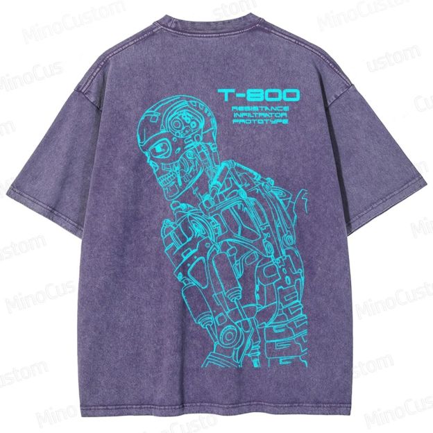 "Terminator" Themed Washed T - Shirt 