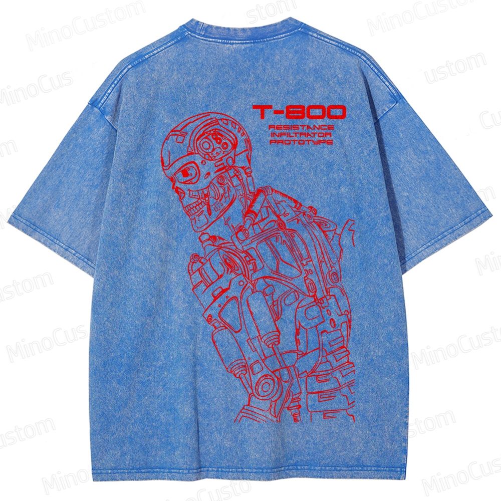 "Terminator" Themed Washed T - Shirt 