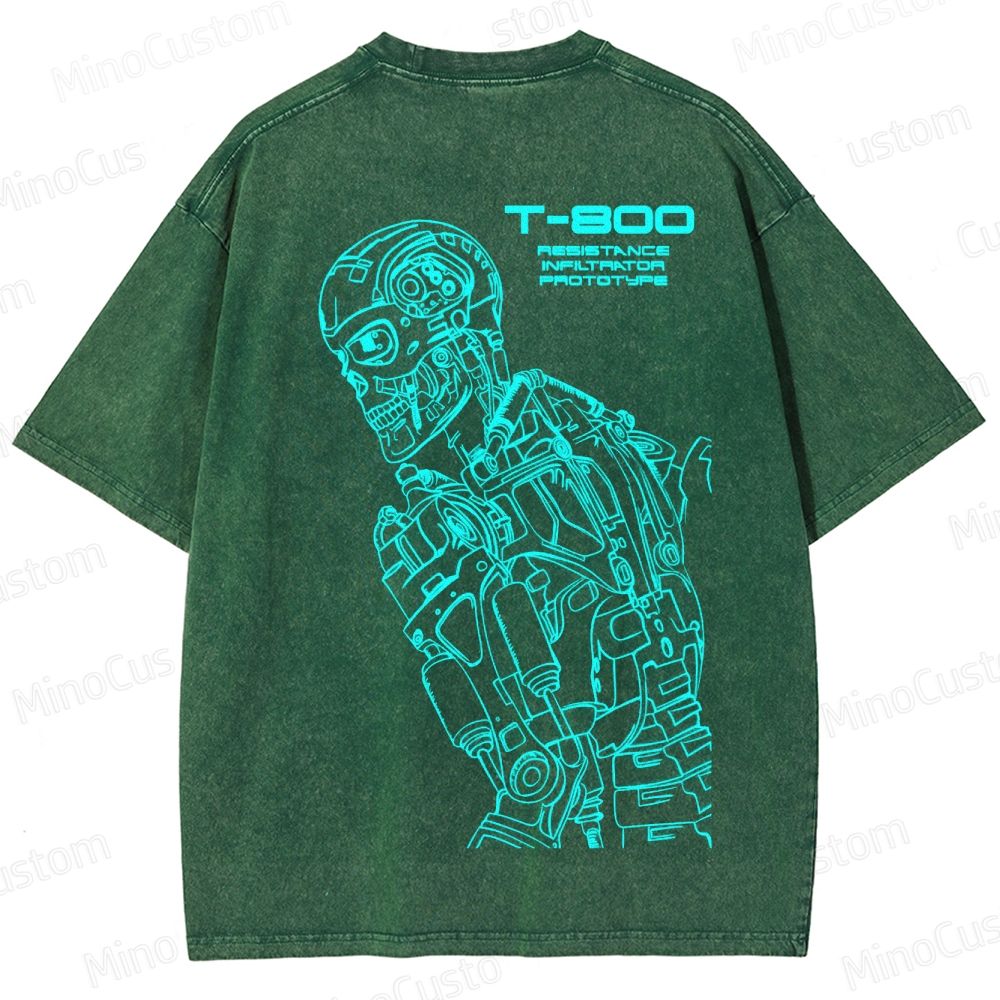 "Terminator" Themed Washed T - Shirt 