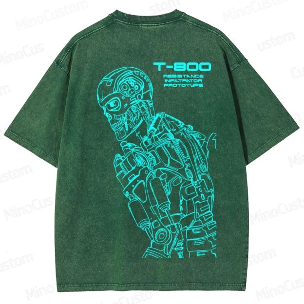 "Terminator" Themed Washed T - Shirt 