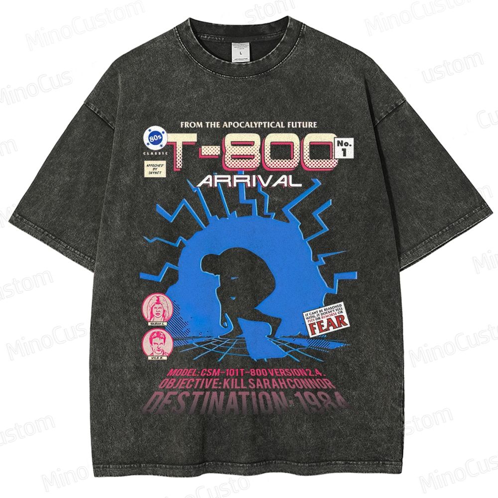 "Terminator T - 800 Arrival" Washed Graphic T - Shirt