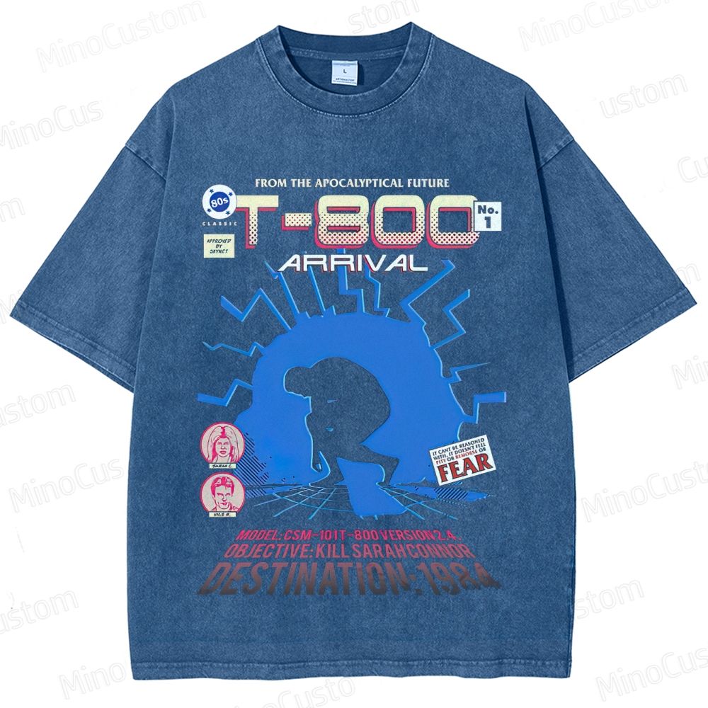 "Terminator T - 800 Arrival" Washed Graphic T - Shirt