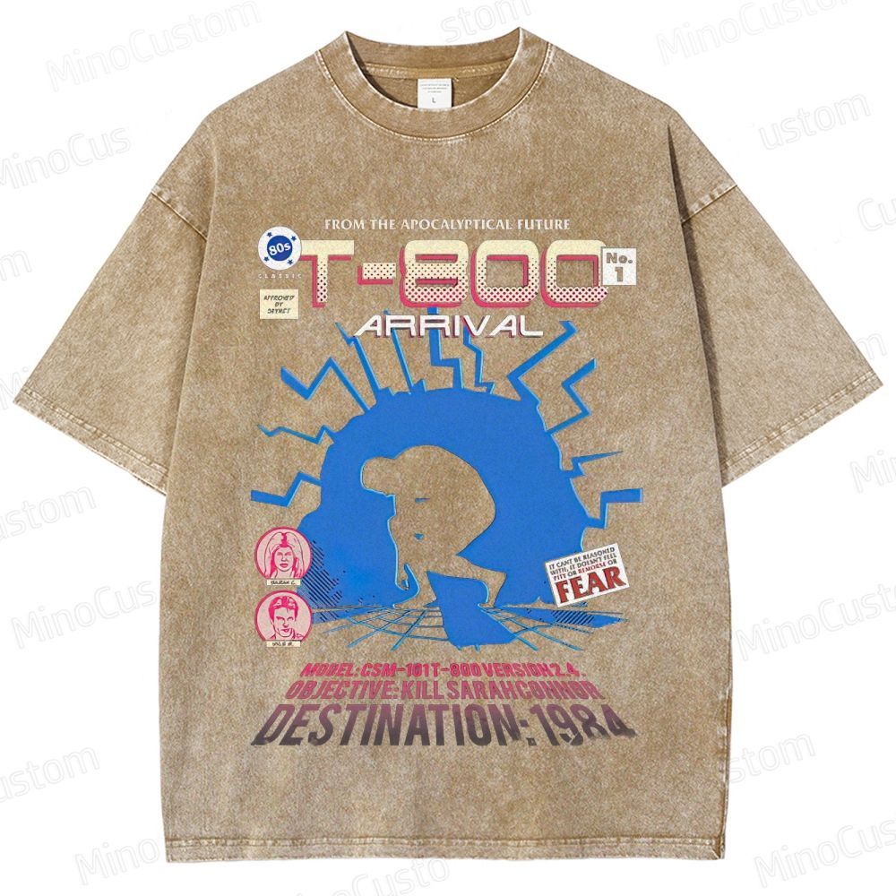 "Terminator T - 800 Arrival" Washed Graphic T - Shirt