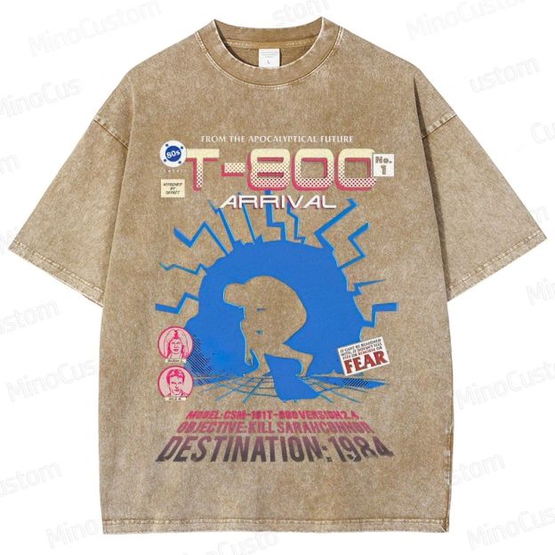 "Terminator T - 800 Arrival" Washed Graphic T - Shirt