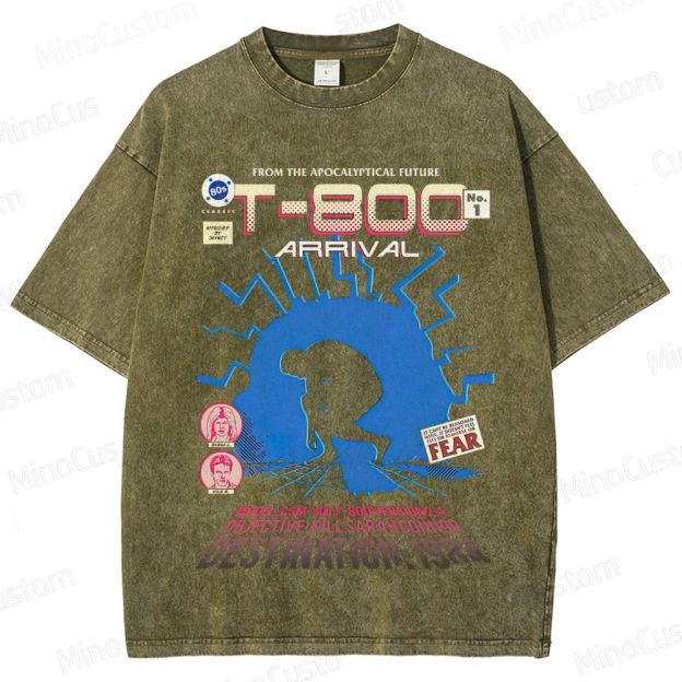 "Terminator T - 800 Arrival" Washed Graphic T - Shirt