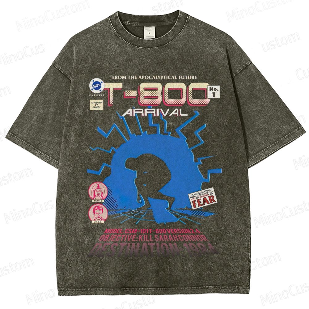 "Terminator T - 800 Arrival" Washed Graphic T - Shirt