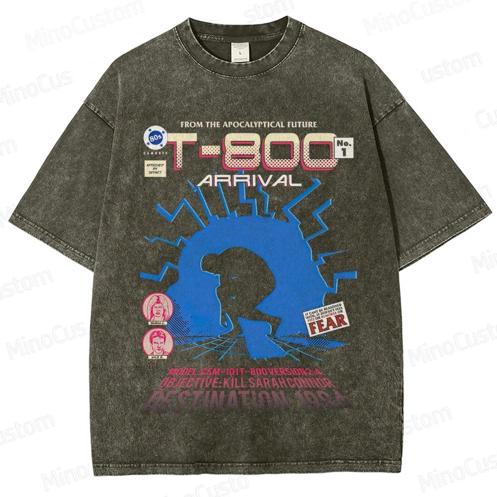 "Terminator T - 800 Arrival" Washed Graphic T - Shirt