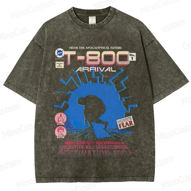 "Terminator T - 800 Arrival" Washed Graphic T - Shirt