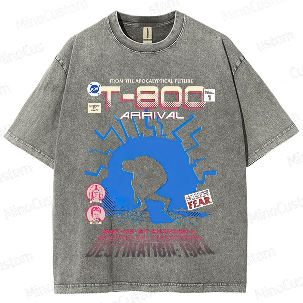 "Terminator T - 800 Arrival" Washed Graphic T - Shirt