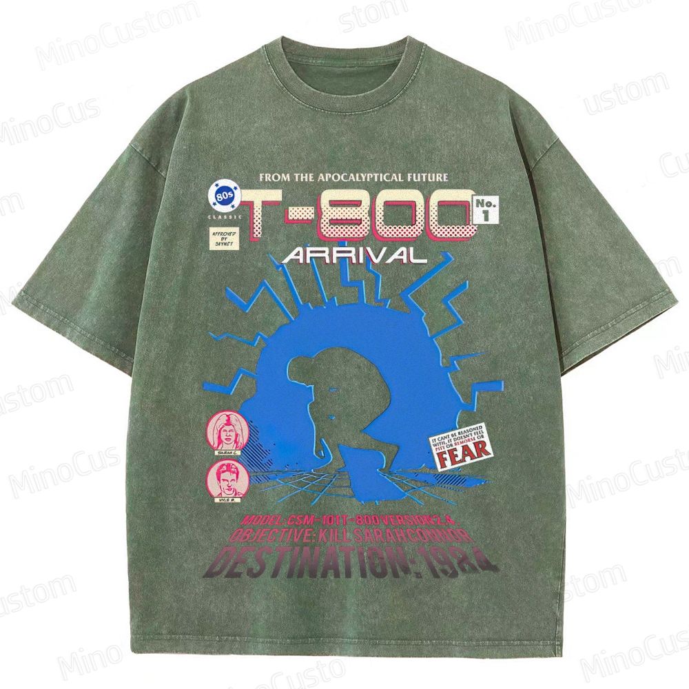 "Terminator T - 800 Arrival" Washed Graphic T - Shirt
