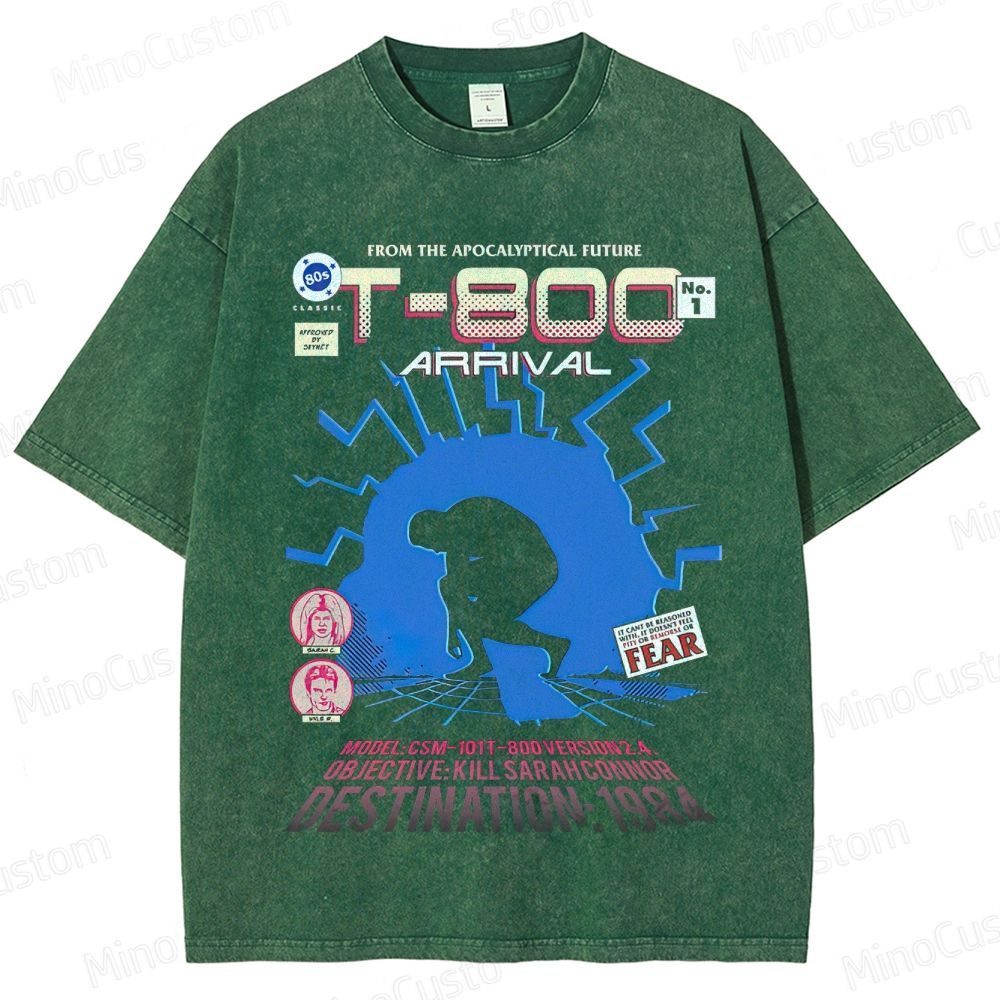 "Terminator T - 800 Arrival" Washed Graphic T - Shirt