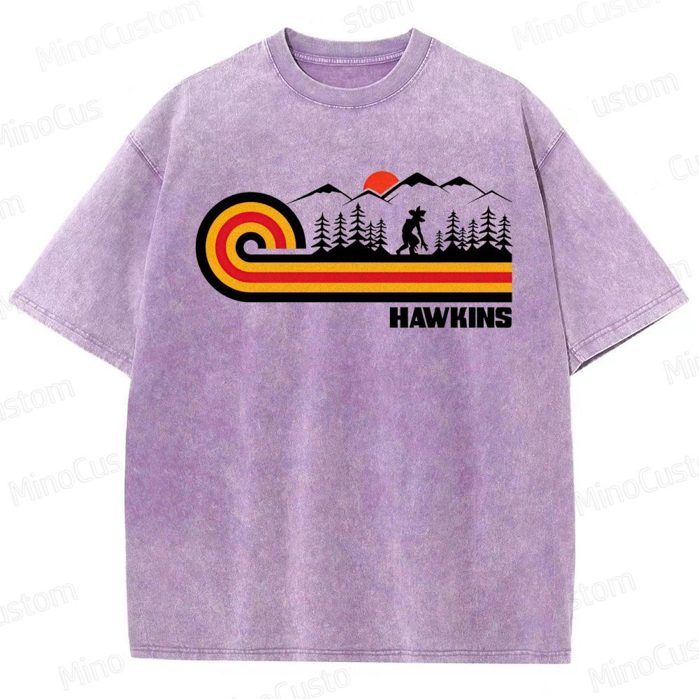 "Stranger Things" Hawkins Themed Washed T - Shirt