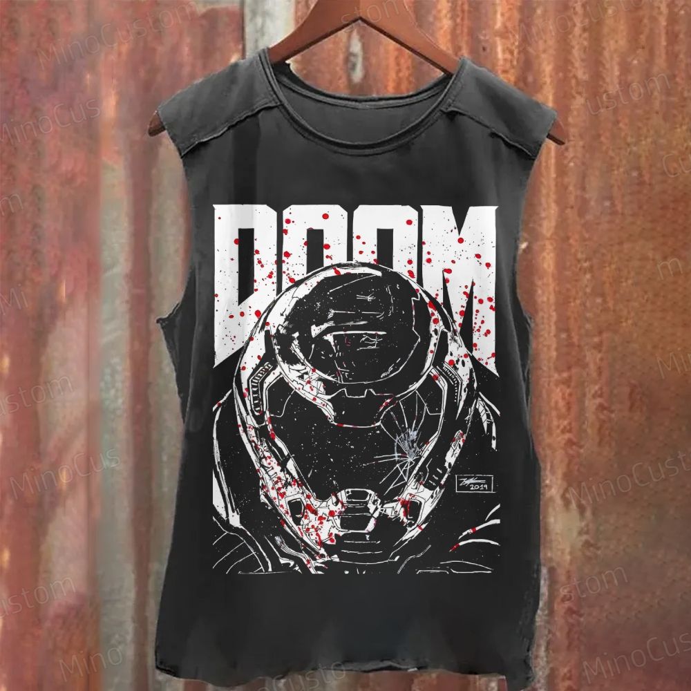 DOOM Helmet Graphic Washed Tank Top 