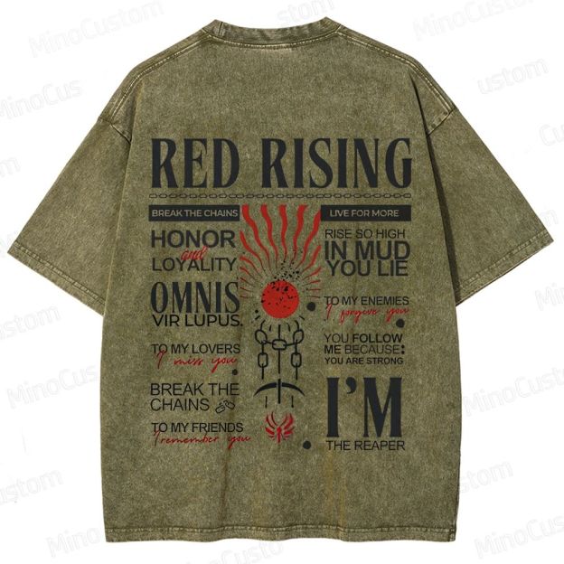 "Red Rising" Inspired Graphic Washed T - Shirt