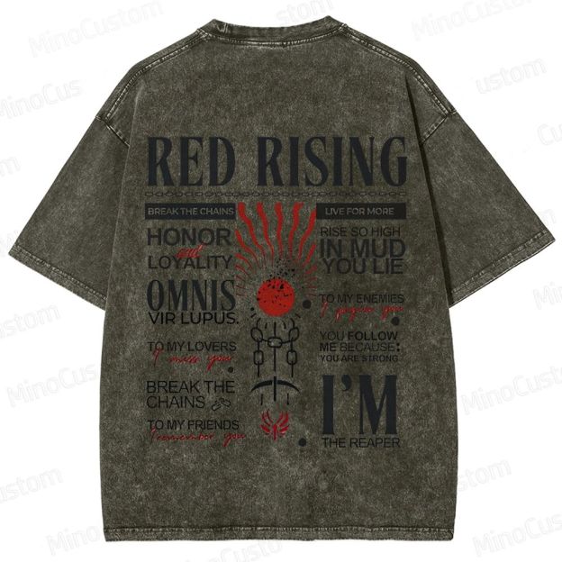 "Red Rising" Inspired Graphic Washed T - Shirt