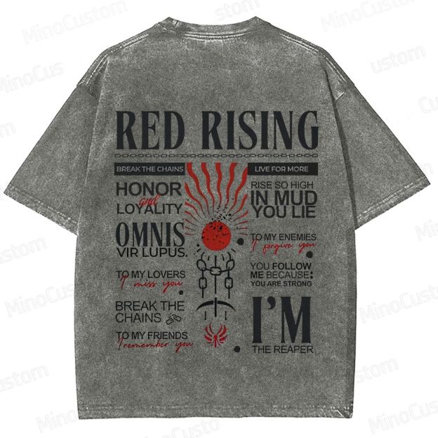 "Red Rising" Inspired Graphic Washed T - Shirt