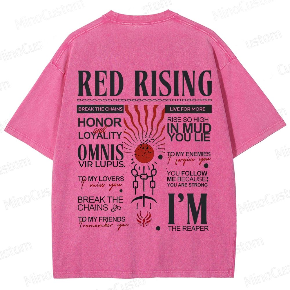 "Red Rising" Inspired Graphic Washed T - Shirt