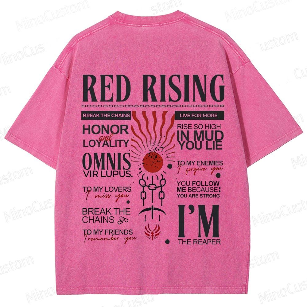 "Red Rising" Inspired Graphic Washed T - Shirt