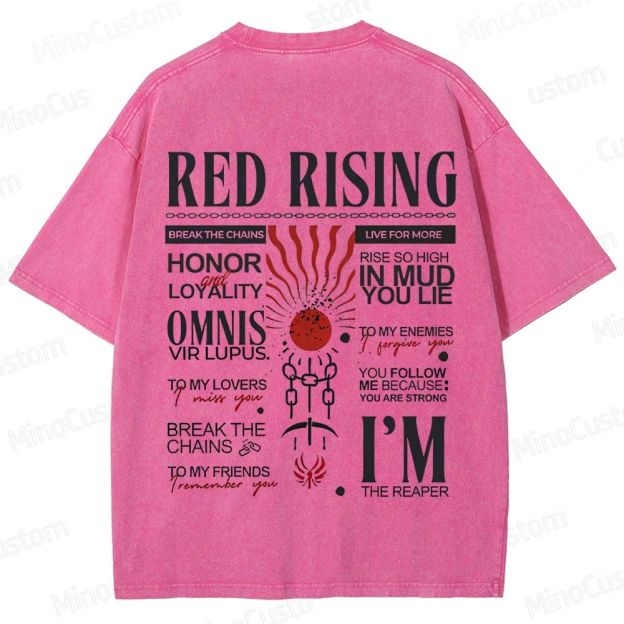 "Red Rising" Inspired Graphic Washed T - Shirt