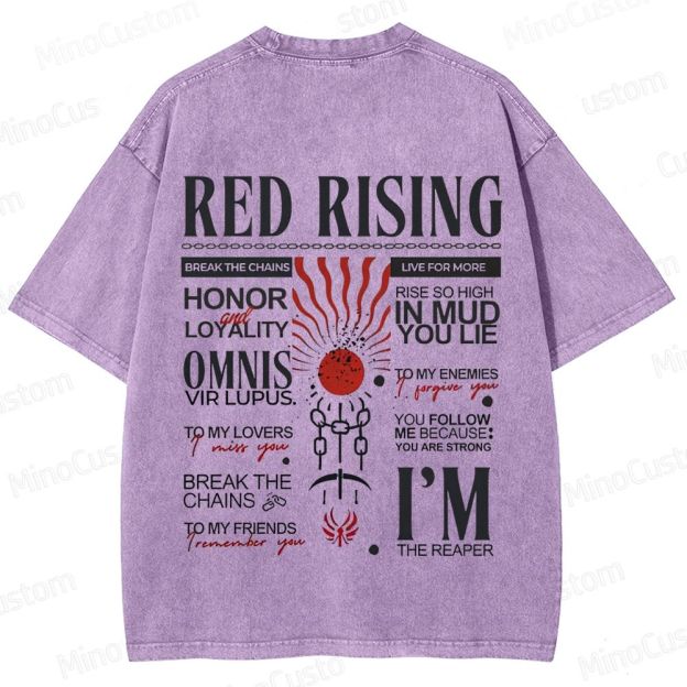 "Red Rising" Inspired Graphic Washed T - Shirt