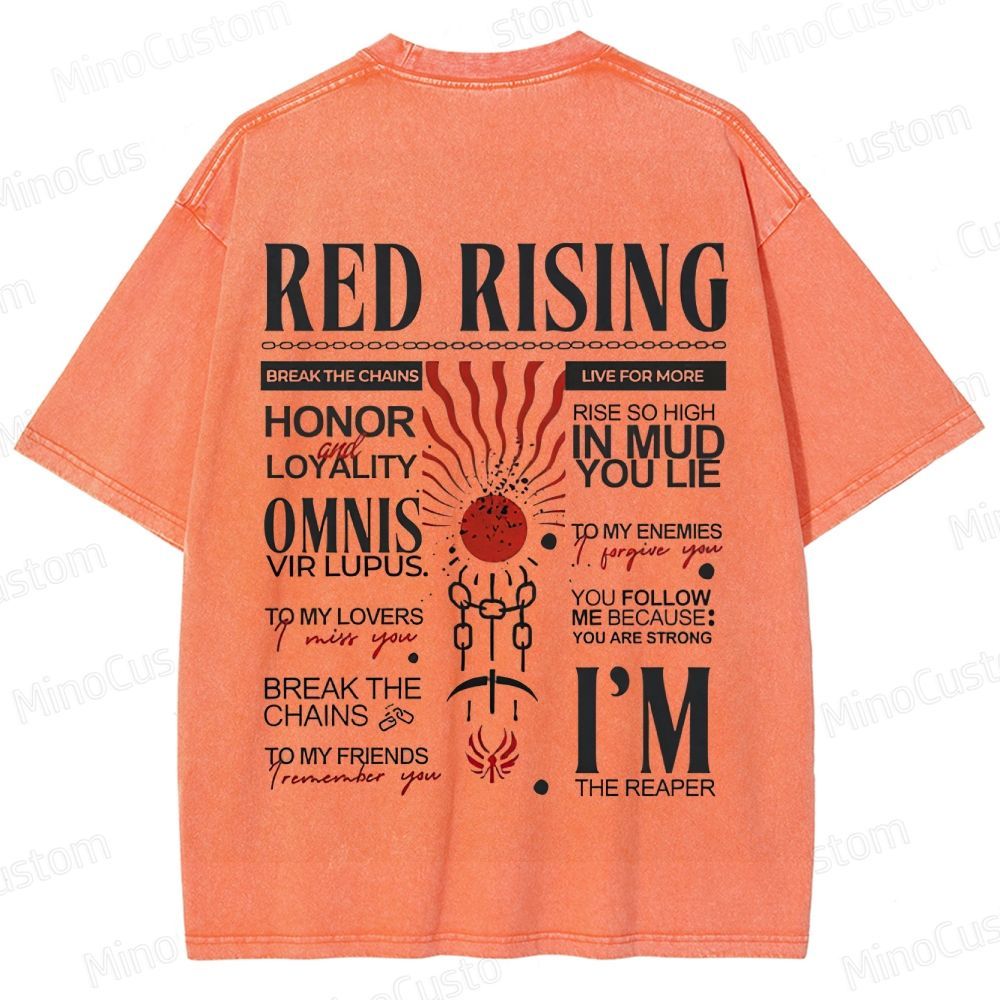 "Red Rising" Inspired Graphic Washed T - Shirt