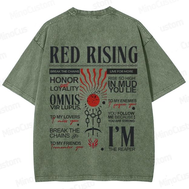 "Red Rising" Inspired Graphic Washed T - Shirt