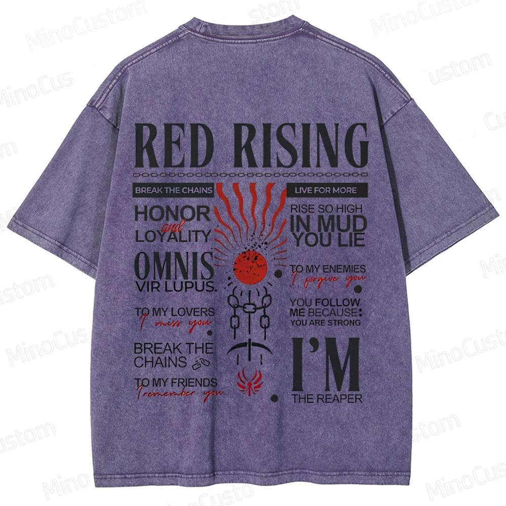 "Red Rising" Inspired Graphic Washed T - Shirt