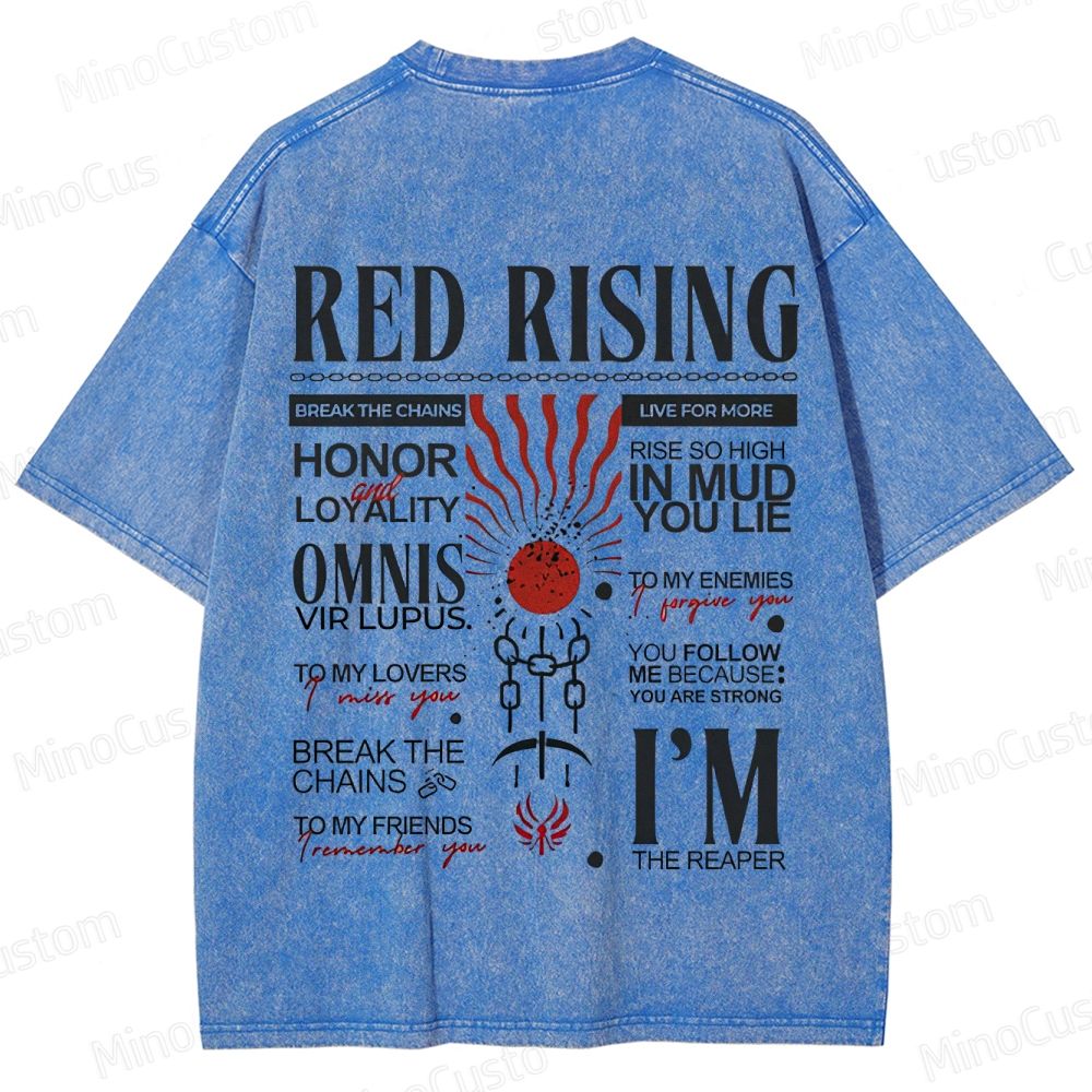 "Red Rising" Inspired Graphic Washed T - Shirt