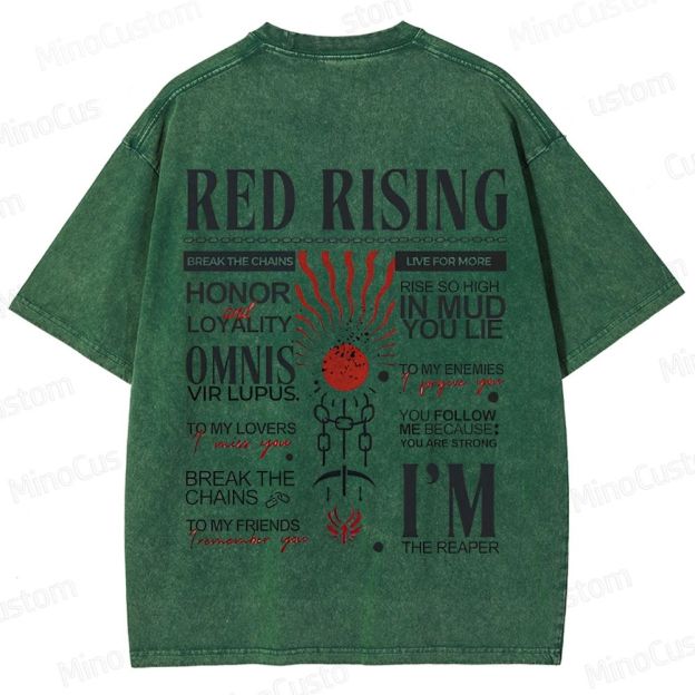 "Red Rising" Inspired Graphic Washed T - Shirt