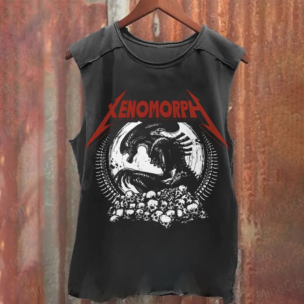 "Alien" Xenomorph Graphic Washed Sleeveless Tank Top