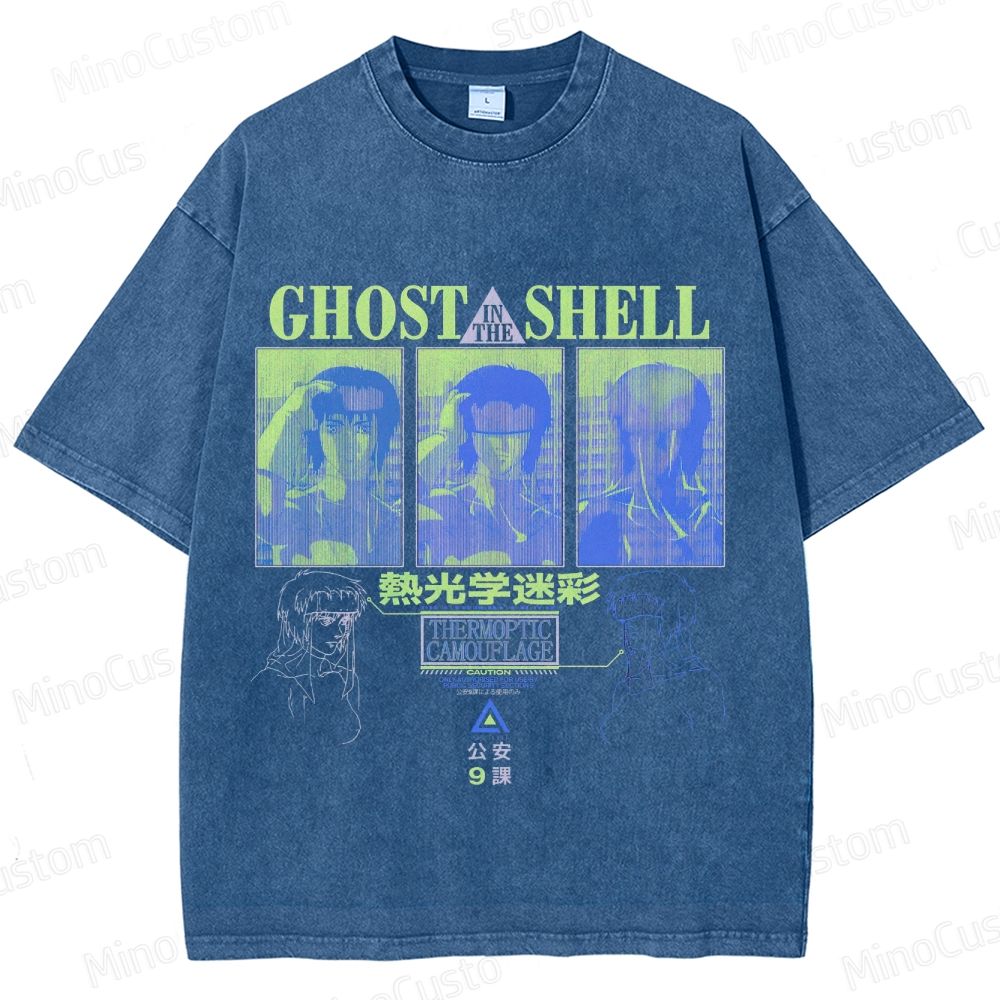 "Ghost in the Shell" Inspired Graphic Washed T - Shirt
