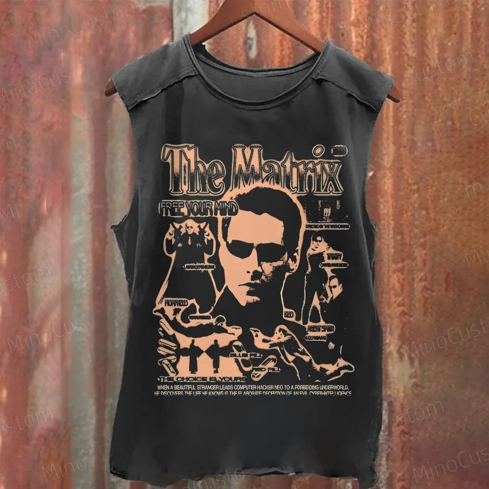 "The Matrix" Themed Washed Sleeveless Tank Top