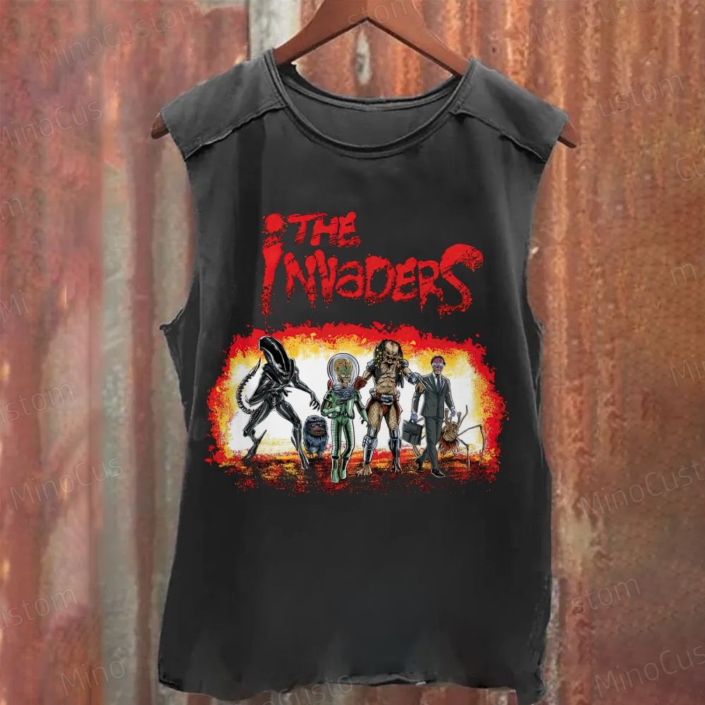 The Invaders Sci - Fi Creatures Washed Tank Top