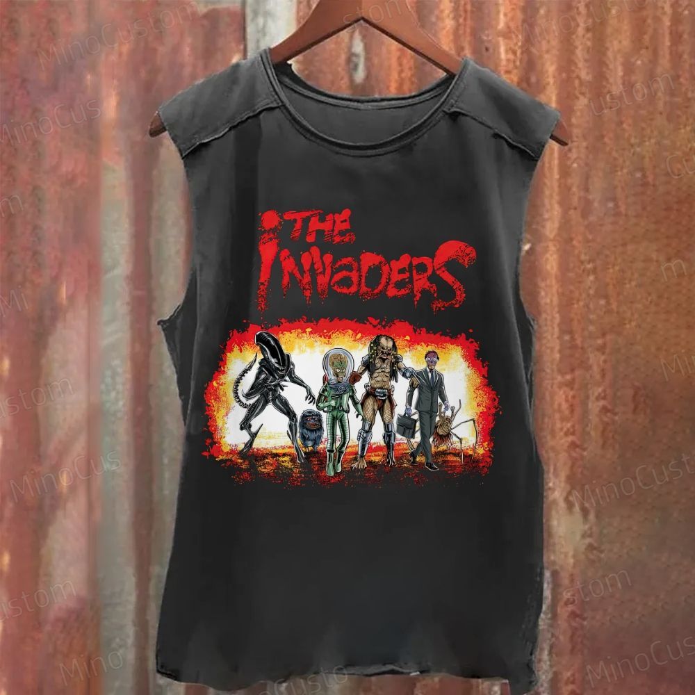 The Invaders Sci - Fi Creatures Washed Tank Top