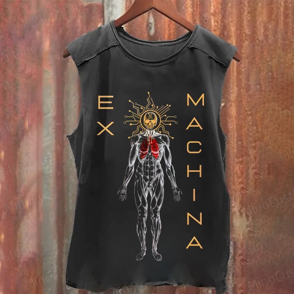 Ex Machina Cybernetic Figure Washed Tank Top