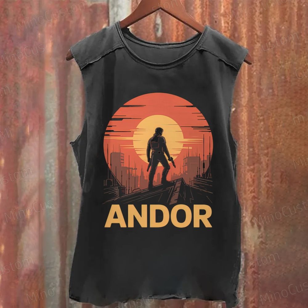 Andor Sunset Silhouette Washed Tank Top