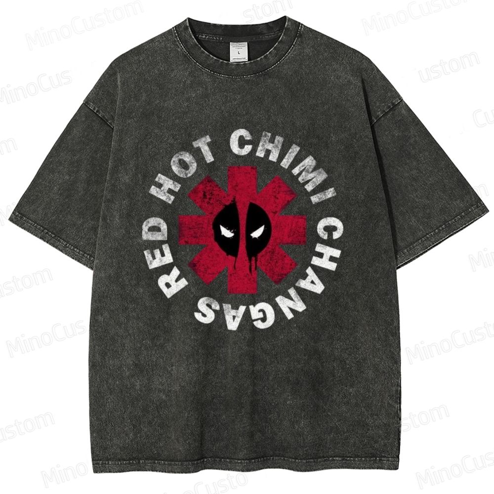 Deadpool Red Hot Chimi Changas Washed T - shirt