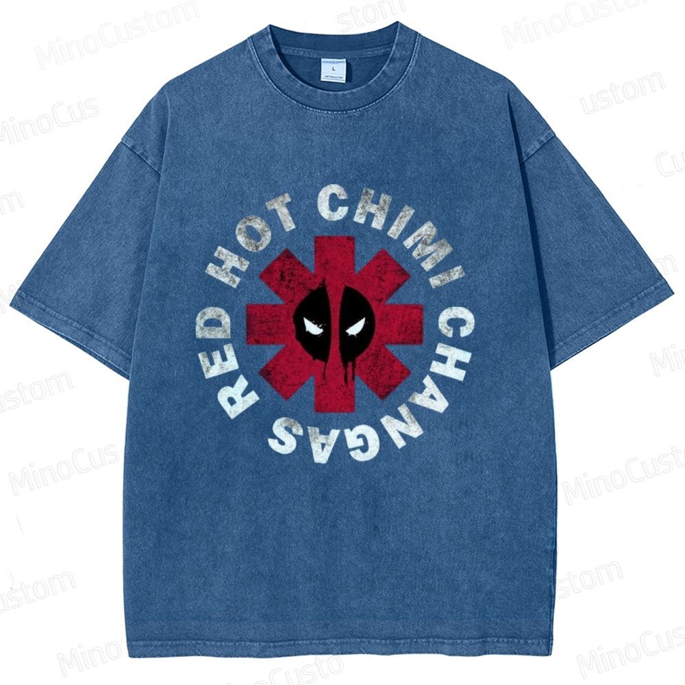 Deadpool Red Hot Chimi Changas Washed T - shirt